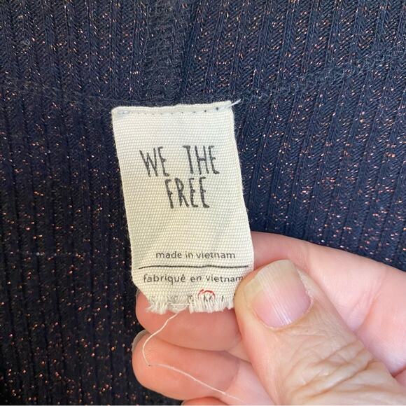 We The Free Midnight Blue Knit Cardigan duster with copper rose shimmer medium - Picture 5 of 13